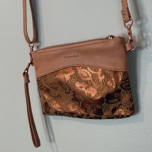 Pixie Mood Tan and Gold Crossbody Bag